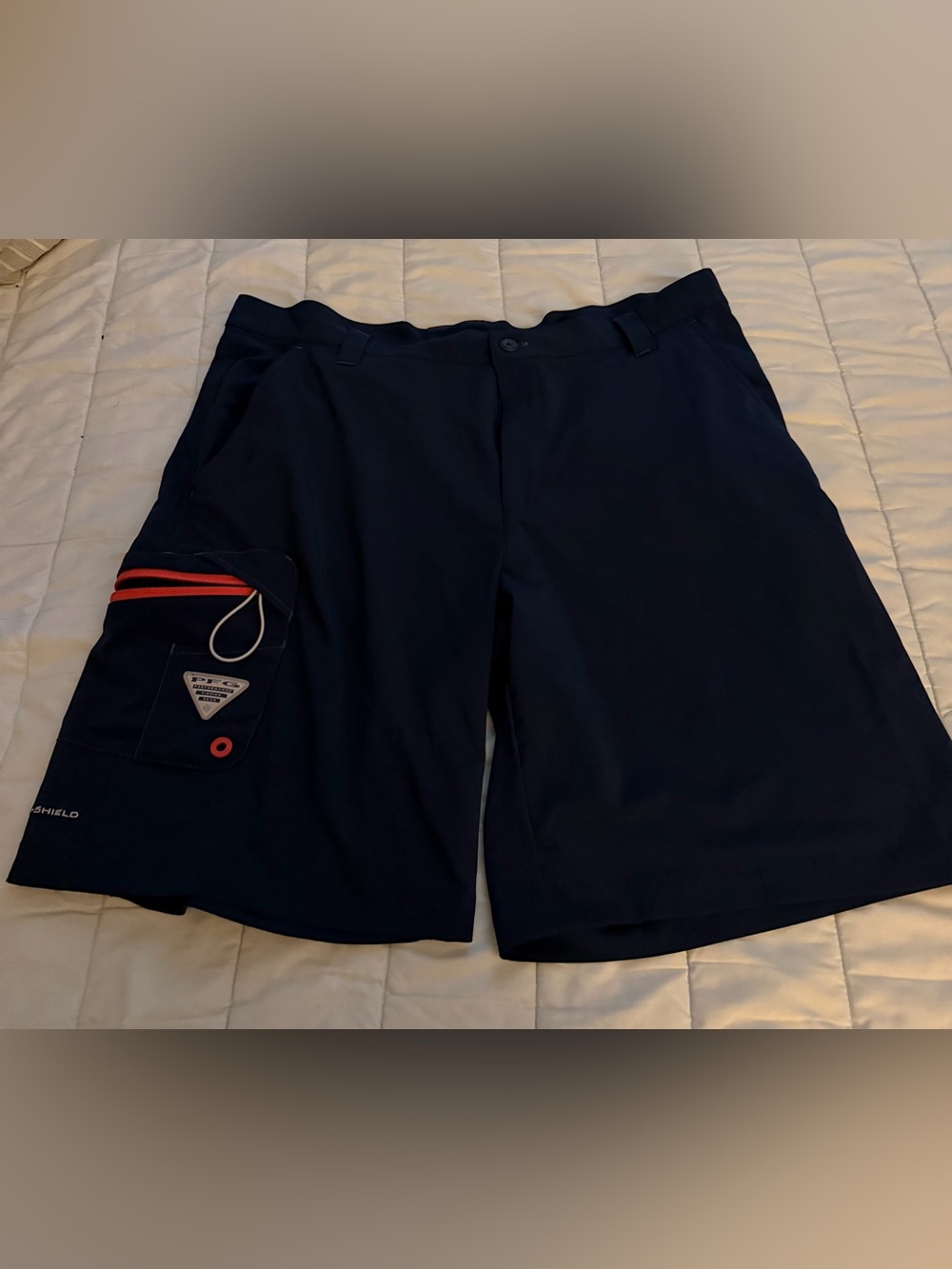 Columbia Navy Outdoor Shorts with Light Blue Trim
